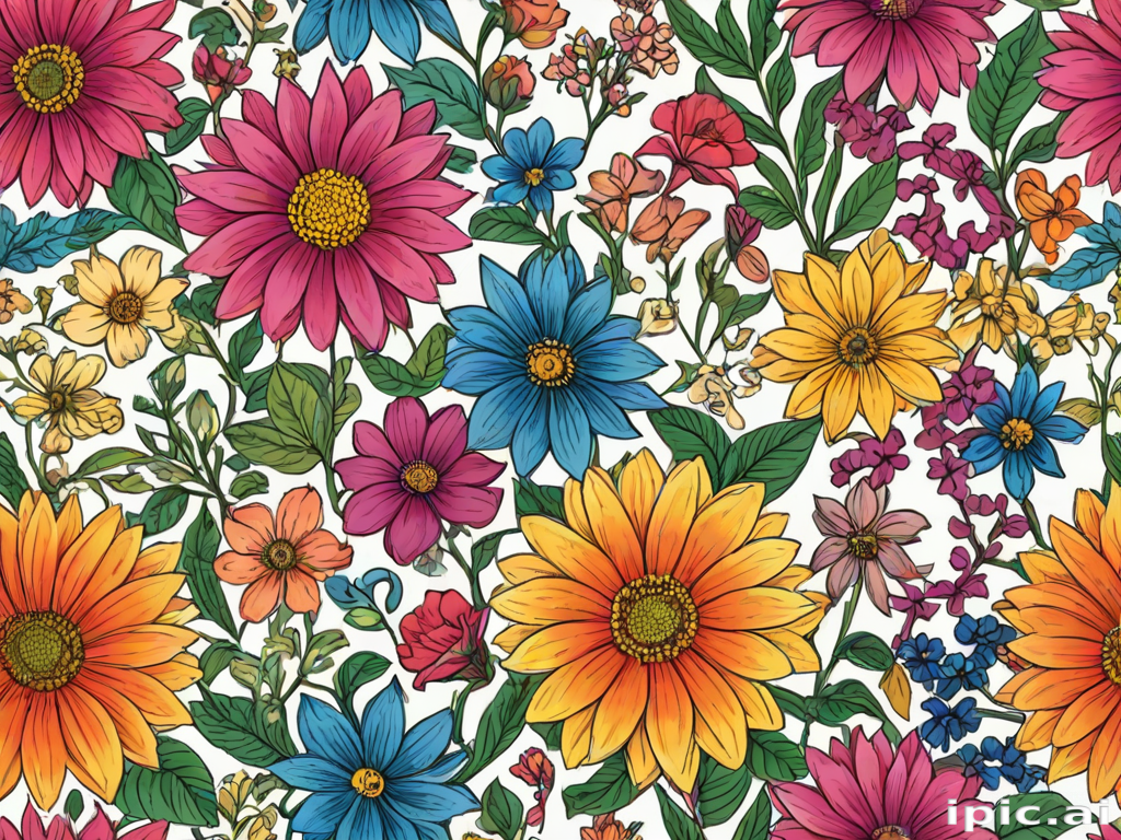 flower drawings color