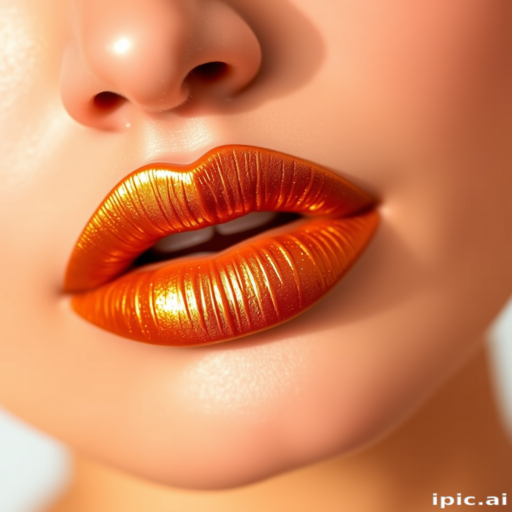 Luxurious "Golden Honey" lip color features a warm, metallic gold shade with a subtle bronze undertone, adding a touch of opulence and complementing a wide range of skin tones