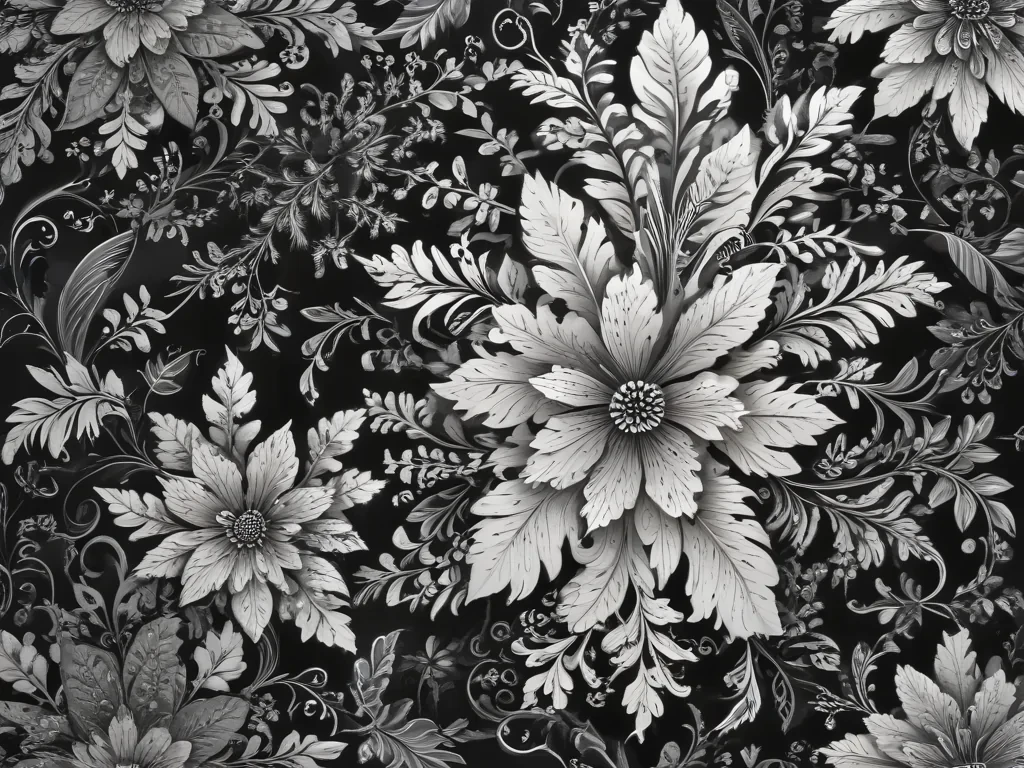 Elegant Floral Design Featuring Intricate Black and White Patterns and ...