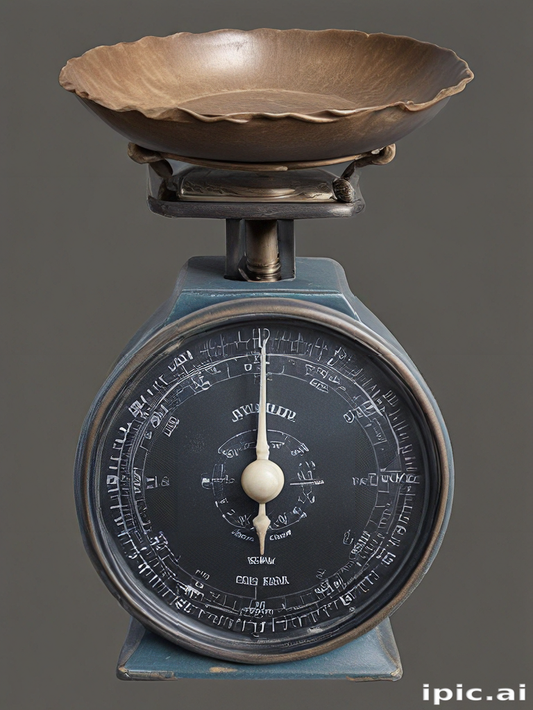 Vintage Mechanical Scale with Brass Bowl and Detailed Measurement Dial