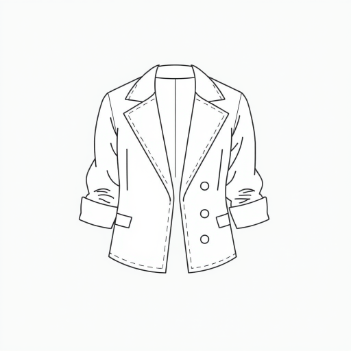 design a simple outline of a cropped jacket with an open front and three buttons on one side