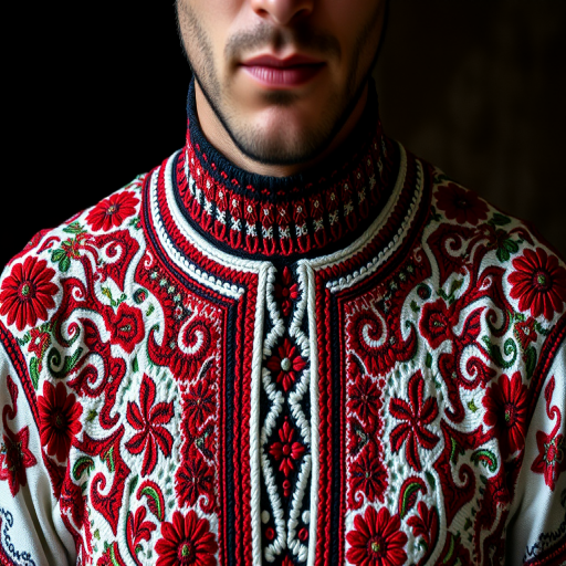 Face, shoulders, chest covered in openwork Circassian embroidery. Raw, unedited image.