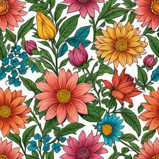 flower drawings color