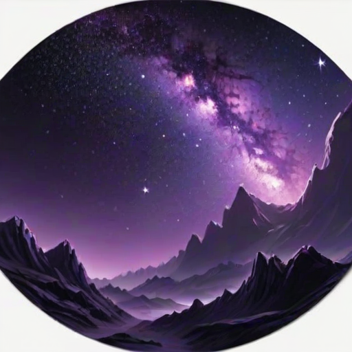 In the depths of space, a dark and mysterious world comes to life. The sky is a deep shade of purple, and the stars twinkle like diamonds.