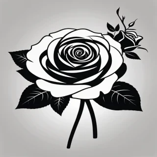 black and white rose clip art
