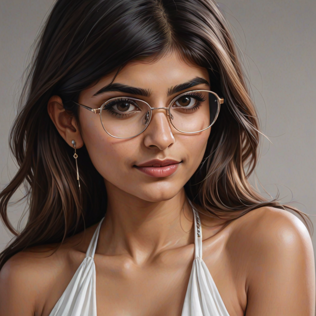 mia khalifa, digital painting,  digital illustration,  stunning girl, make up , white silk dress extreme detail,  digital art,  4k,  ultra hd
