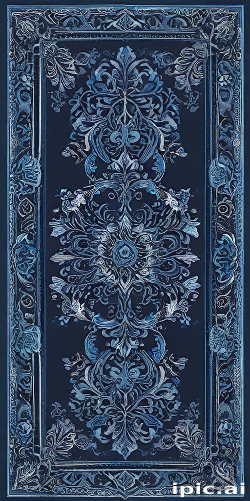 Intricate Floral Design in Shades of Blue on a Dark Background