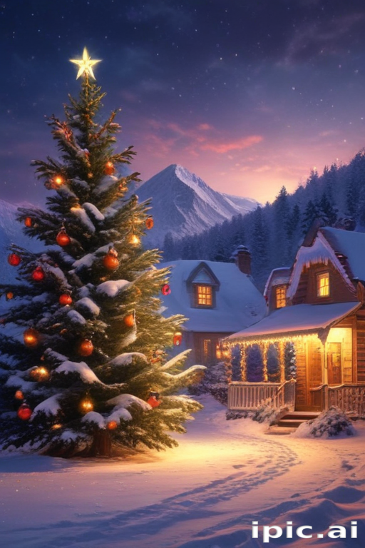 A Cozy Winter Scene Featuring a Beautifully Decorated Christmas Tree ...