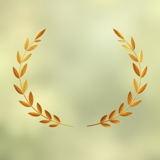 Create a high-resolution digital illustration of a golden laurel wreath on a transparent background, with a DSLR camera using a 50mm lens at f/2.8, ISO 100, and soft natural lighting to enhance texture and detail.