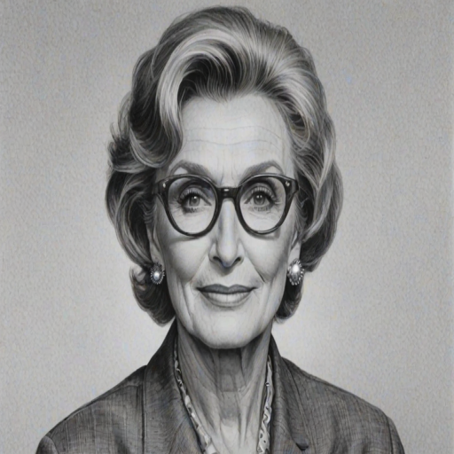 Superb Cloris Leachman, pencil sketch, portrait of Dazzling woman 1959s in glasses, hair style beatnik, outline, clear lines, fine lines, 8k
