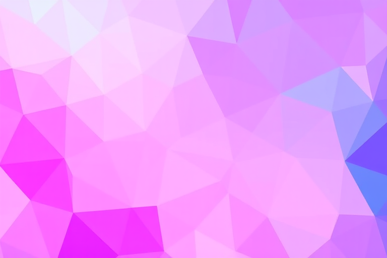 Generate a vibrant geometric abstract background with gradients of pink, purple, and blue triangles, using a 50mm lens, f/8 aperture, ISO 200, shallow depth of field, shot from a frontal view with a DSLR camera for high quality.
