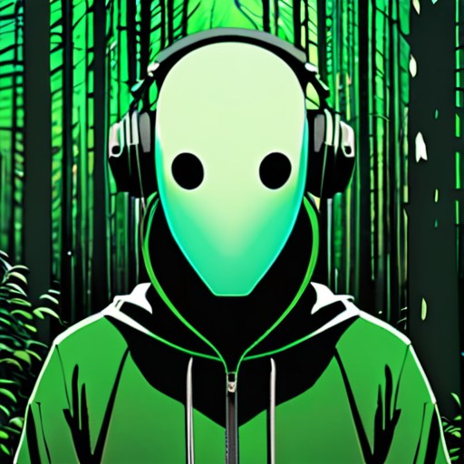 Album Cover, phonk music, green atmospheric, vain, green humanoid ...