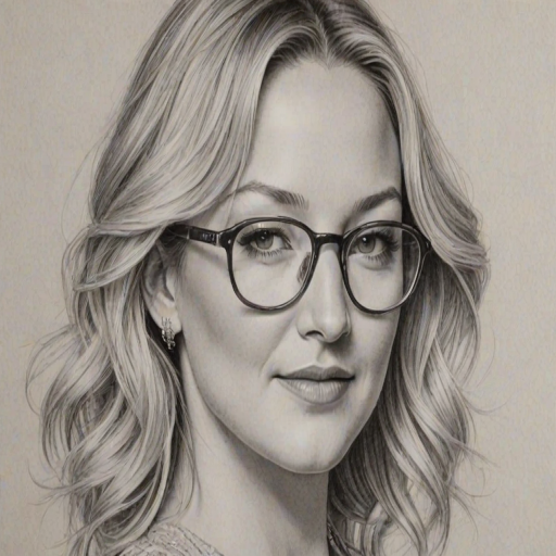 Delightful Kate Hudson, pencil sketch, portrait of Ravishing woman 1972s in glasses, hair style beatnik, outline, clear lines, fine lines, 8k