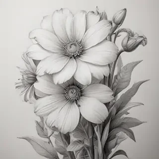 pencil drawn flowers