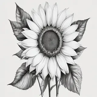 clip art sunflower black and white