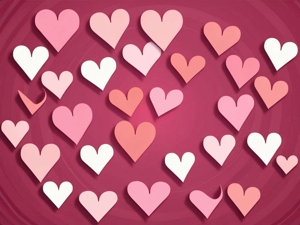 A Playful Array of Colorful Hearts Against a Soft Pink Background.