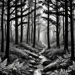 forest clipart black and white