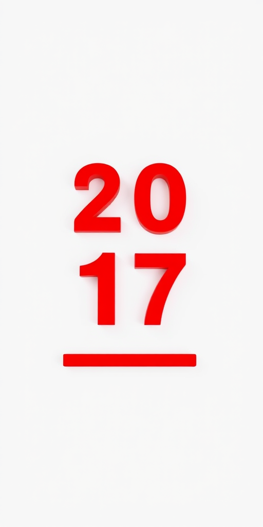 Create a clean, high-resolution graphic of the year "2017" in bold red font on a white background with a loading bar underneath it, using a DSLR camera with a 50mm lens at f/2.8, shutter speed 1/100s, ISO 100 for sharp detail and vibrant colors, top-down view, minimalistic style.