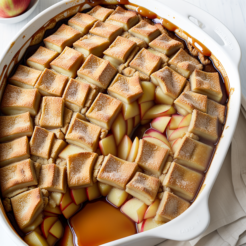 apple cobbler with caramel sauce