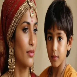 mom and son indian