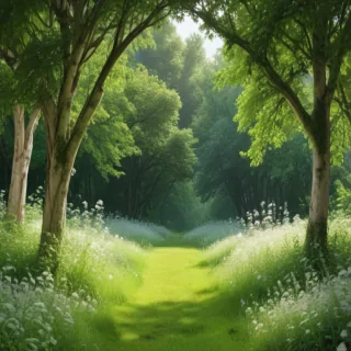 white and greenery background