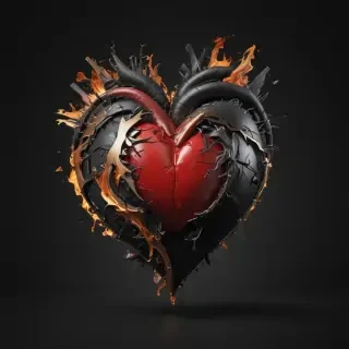 broken heart black background
