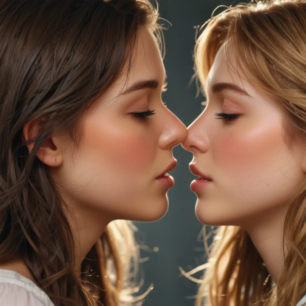 two girls kissing