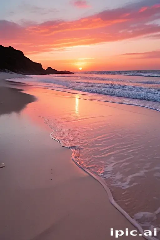 pink beach sunset