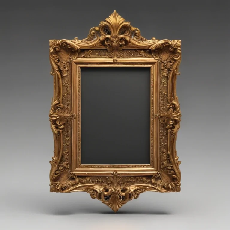 Ornate Golden Picture Frame with Intricate Designs and Empty Center