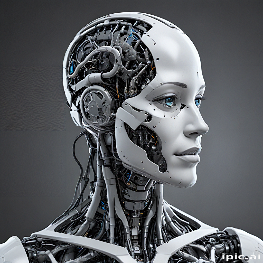 Futuristic Robot Head with Intricate Mechanical Design and Human-Like ...