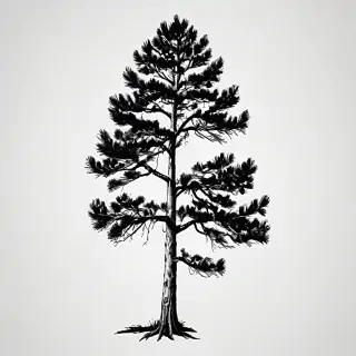 black and white pine tree clip art