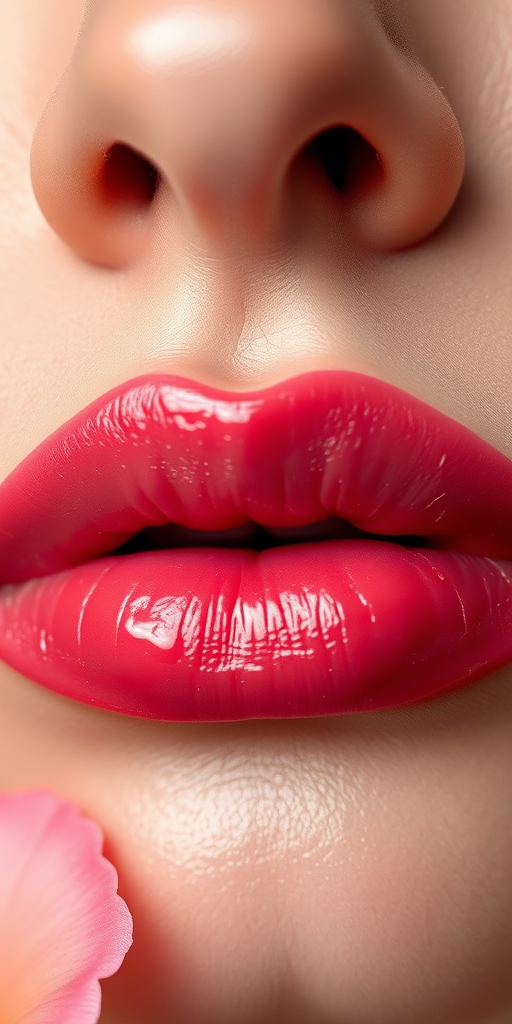 Romantic rose petal lips showcase a delicate, natural-looking stain, as if kissed by flower petals and enhanced with a dewy finish