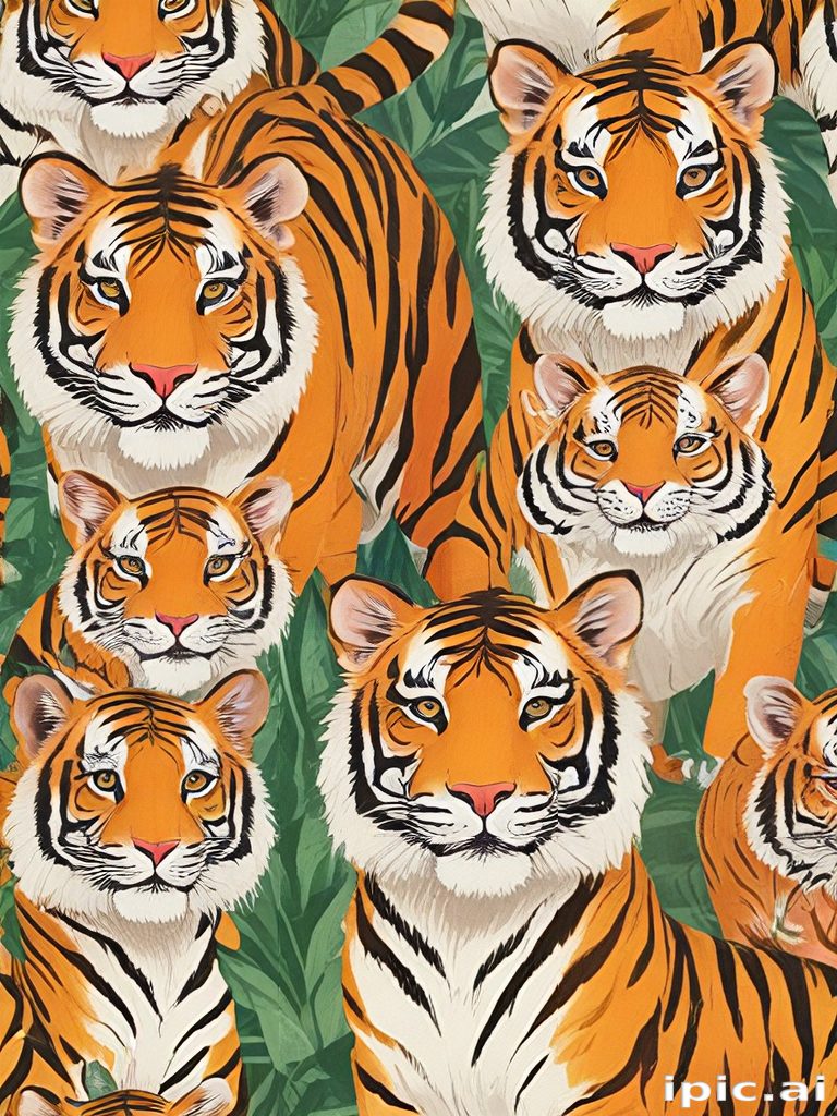 Tiger Pattern Raptor Vibrant Tiger Patterns Featuring Majestic Tigers Amidst Lush Greenery