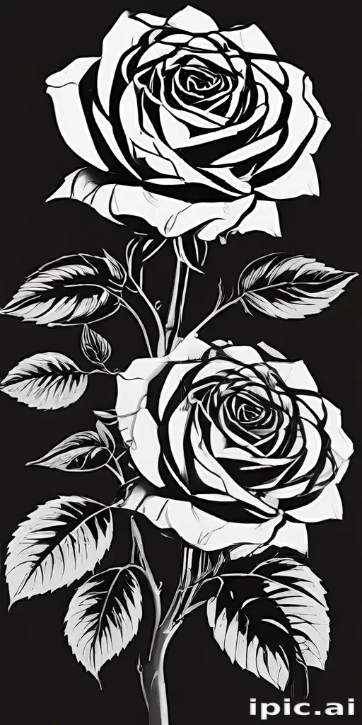 roses clipart black and white