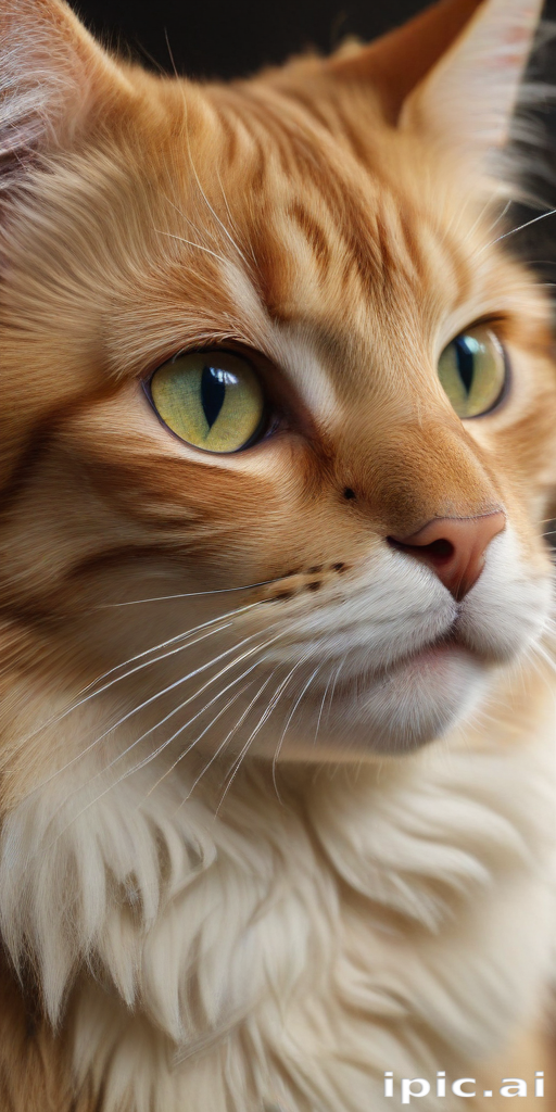 A Majestic Ginger Cat with Striking Green Eyes and Fluffy Fur.
