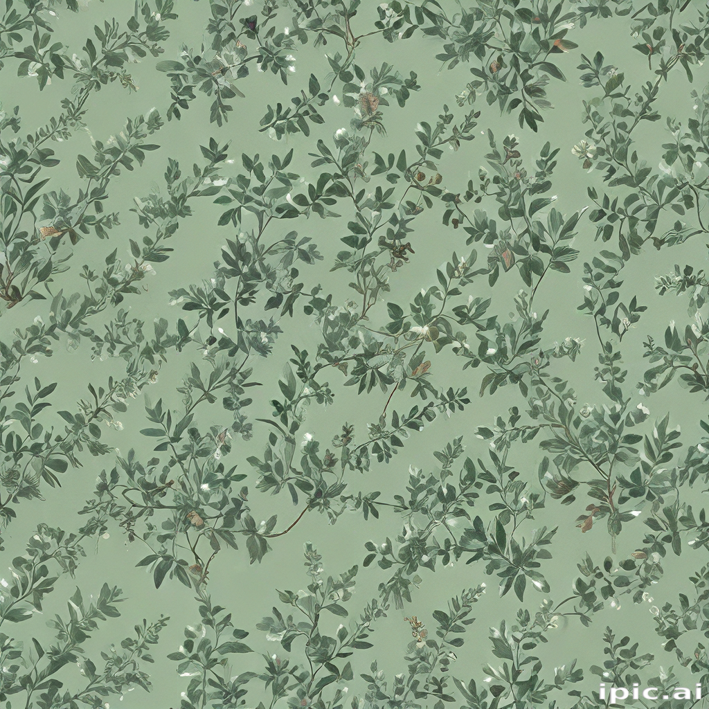 Elegant Green Botanical Pattern Featuring Delicate Leaves and Subtle ...