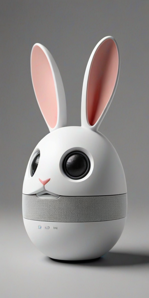 Bluetooth speaker, stylish, rabbit shaped,Individual object,a computer rendering,simple_background,octane render,morphyrichard