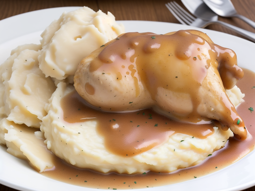 chicken and gravy over mashed potatoes