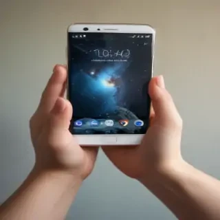 hand holding phone png