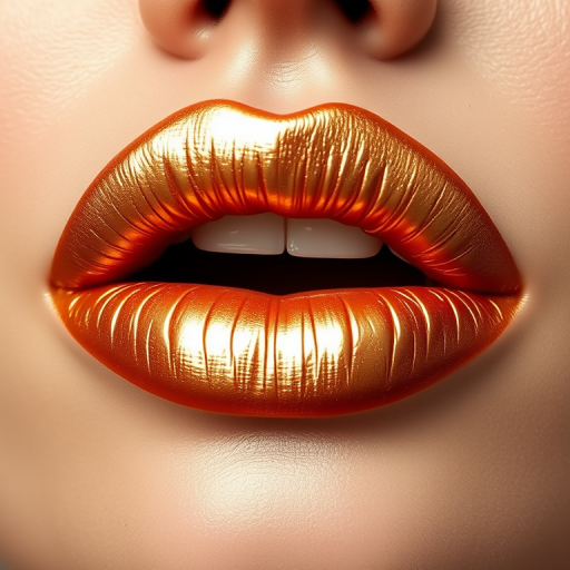 Luxurious champagne gold lips with a metallic finish, adding a touch of opulence and glamour to any makeup look