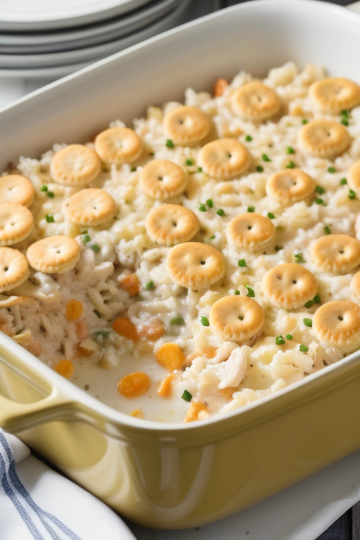 chicken and rice casserole with ritz crackers