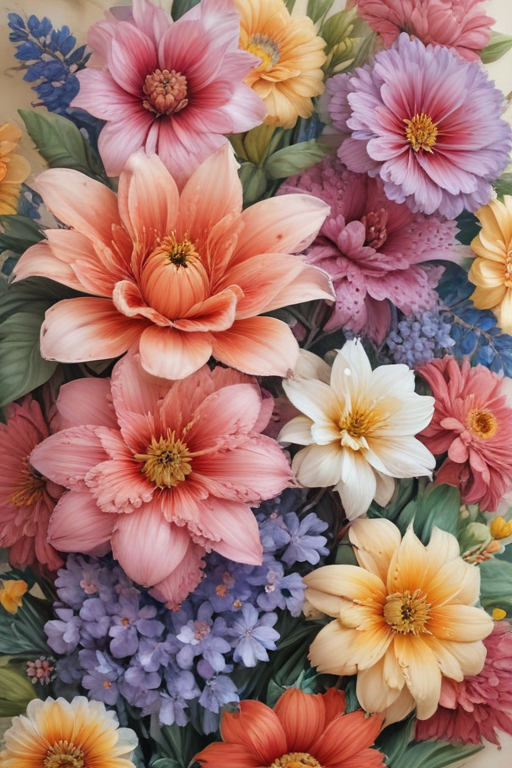 Vibrant Floral Arrangement Featuring Lush Blooms in Vivid Colors and ...