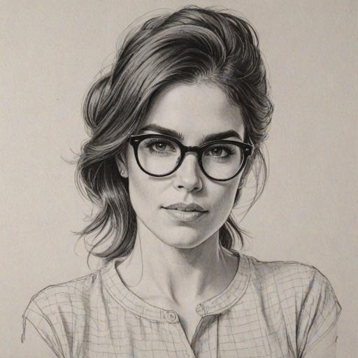 Enticing Karla Souza, pencil sketch, portrait of Fetching woman 1959s in glasses, hair style beatnik, outline, clear lines, fine lines, 8k