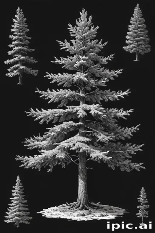 black and white pine tree clipart