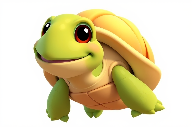 Regenerate a cartoon-style image of a cheerful green turtle with a light brown shell, captured in high resolution with a Canon EOS 5D Mark IV, aperture f/4, 50mm lens, and natural lighting for vibrant colors and sharp details.
