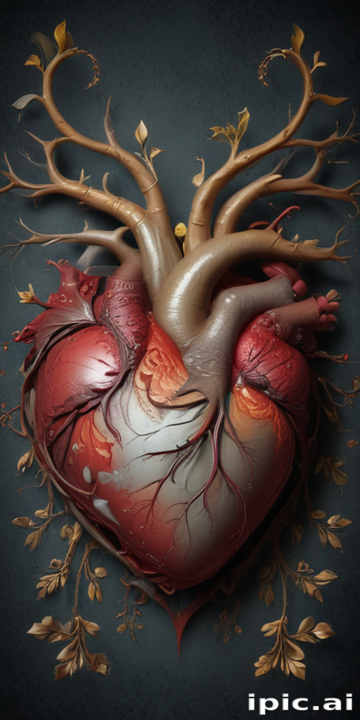 Intricate Artistic Representation of a Heart with Branching Vines and Roots