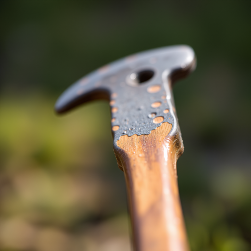 Create a detailed image of a crowbar, captured with a DSLR camera at f/2.8 aperture, ISO 100, 1/250 sec shutter speed, in a close-up view with soft focus background, using natural lighting to enhance texture and shine.