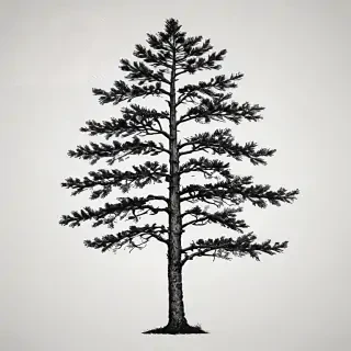 black and white pine tree clipart