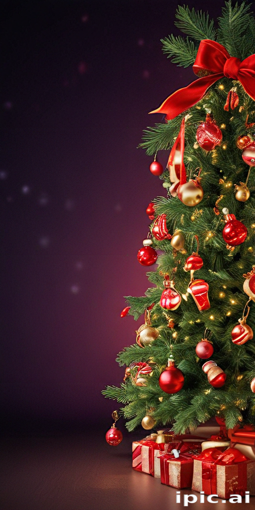 Festively Decorated Christmas Tree with Bright Ornaments and Gift Boxes