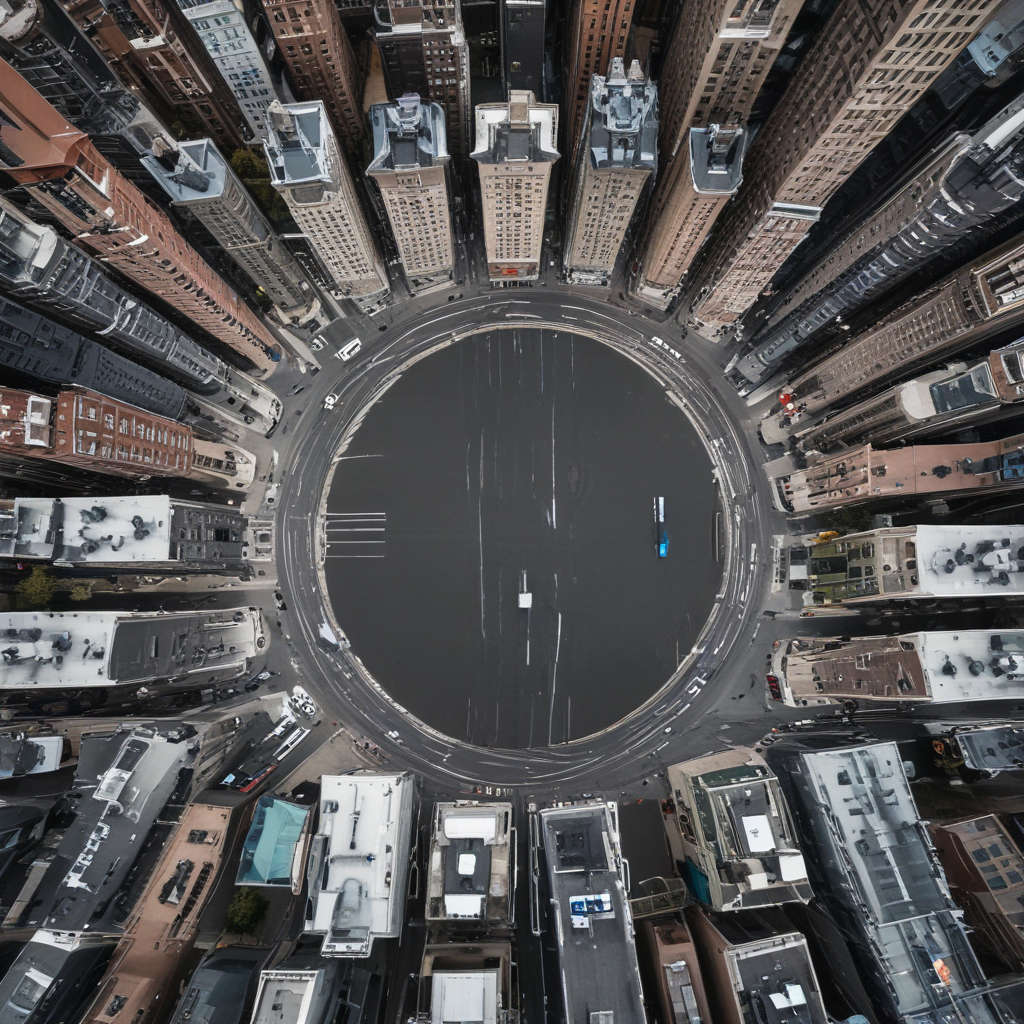 aerial view of two streets intersecting
